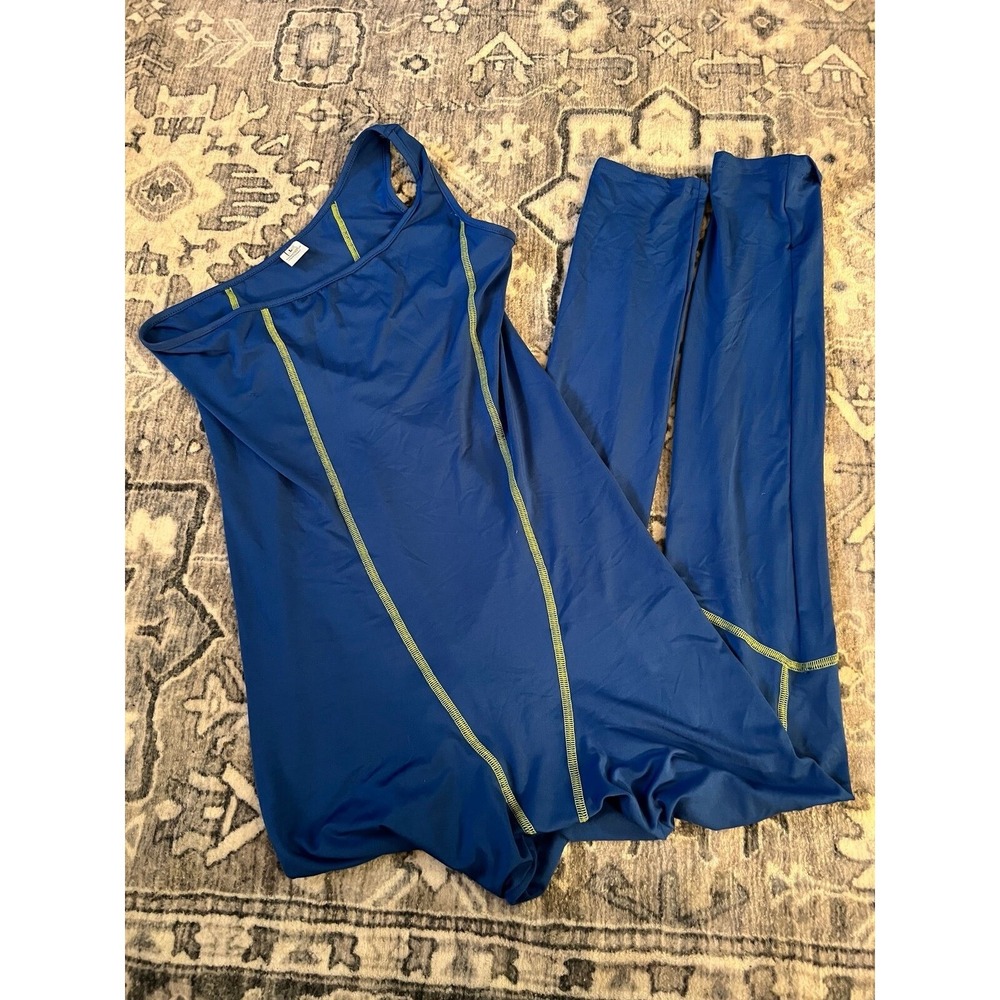 Women's Boutique Full Length Body Suit Sz L One Shoulder Blue Very Good Cond!